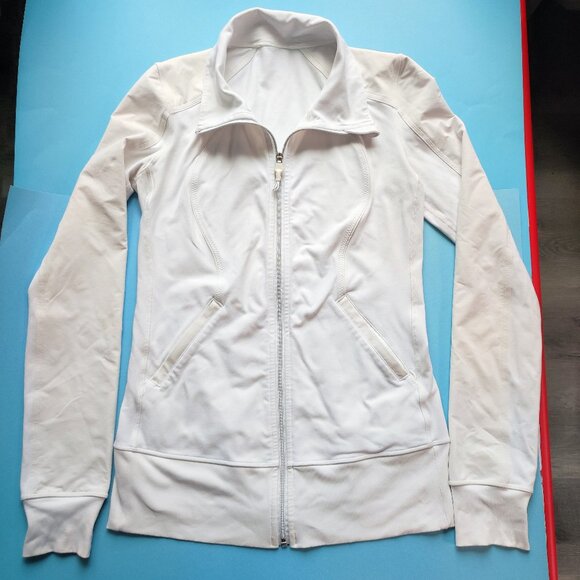 Lululemon light jacket active wear women's size 8 white and off white full zip - Picture 1 of 13